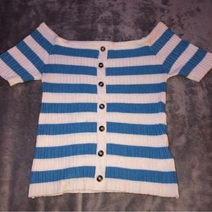 Ardene striped blue/ white no sleeves shirt/ top